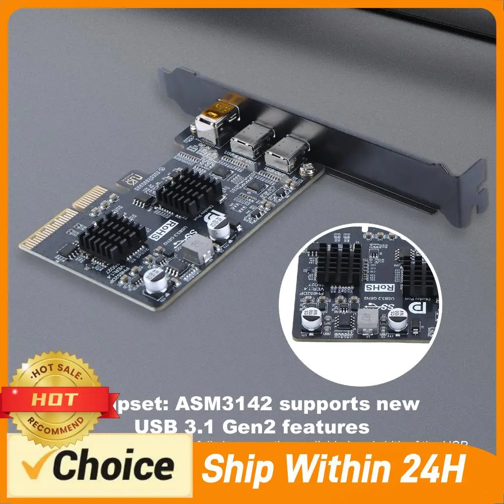 PCI-E X4 X8 X16 To Type-C Expansion Card 10Gbps PCIe to USB 3.2 Gen2 DP Video Output Adapter Card for Desktop PC Docking Station