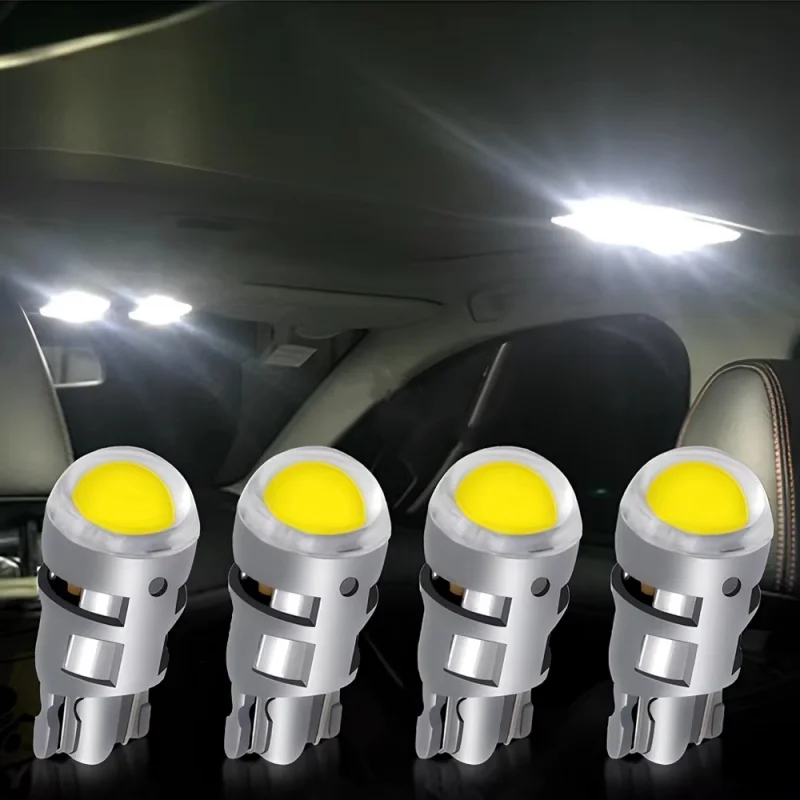 2Pcs T10 COB Led DC 12V Signal Lamp Car Bulb W5W 194 168 Reading Interior Lamps Clearance Backup Reverse Fog Lights Ultra Bright