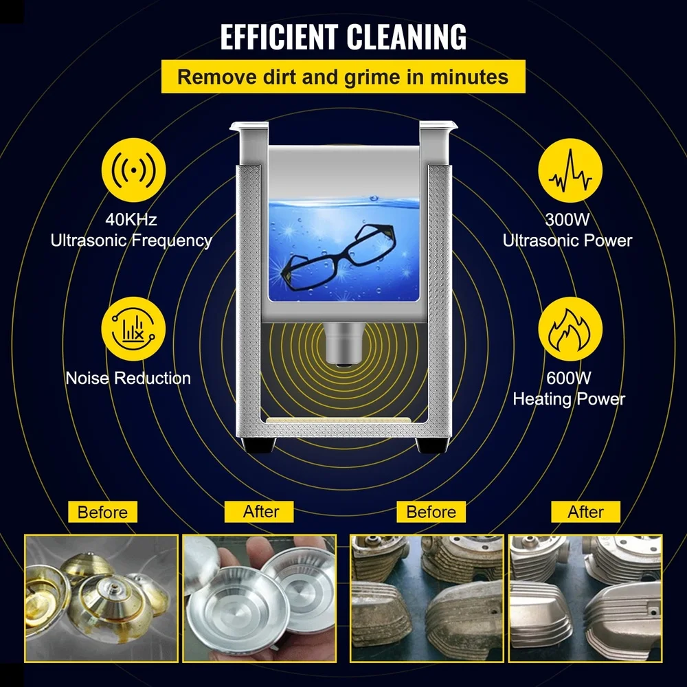 15L Digitale Ultraschall-Reinigungsmaschine 600W 40KHz Schmuck Brillen Mehrzweck-Heizung Timer Edelstahl Heimgebrauch