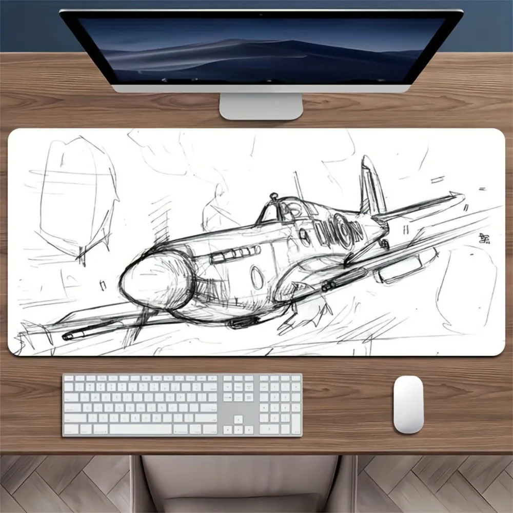 

Aesthetic Vintage Aviation Desk Mat,XL Mouse Pad with Fighter Jet Sketch,Cool Desk Decor,Perfect Gift for Pilot & History Lovers
