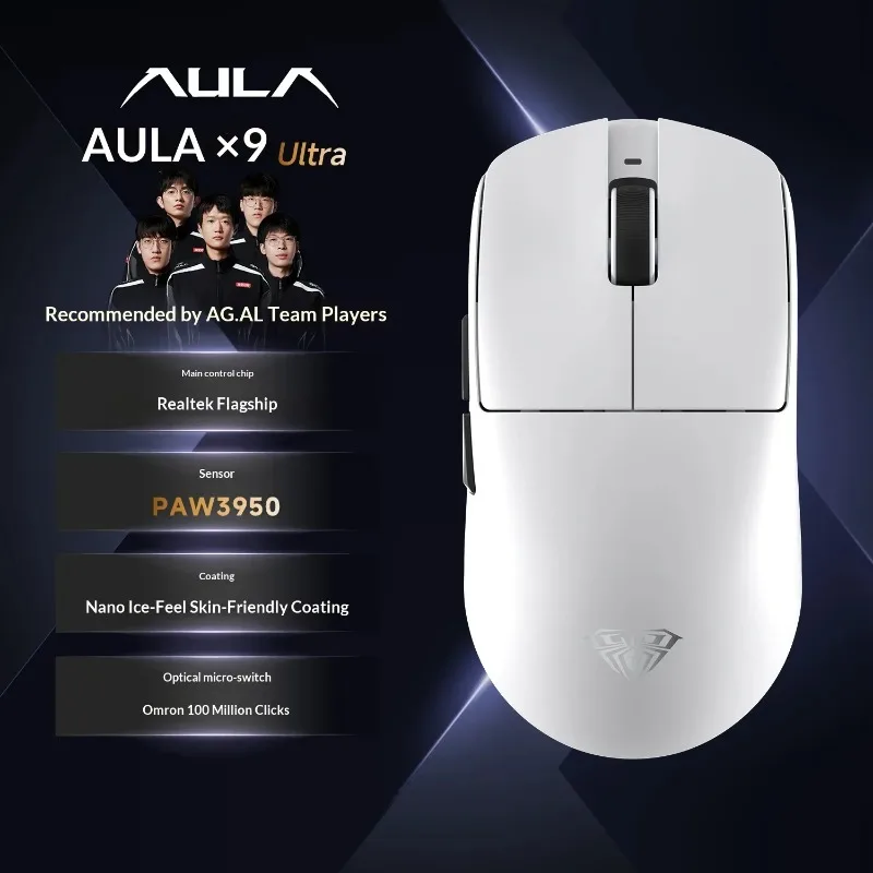 

Aula X9 Ultra Gaming Mouse PAW3950 3-Mode Wireless PAW3395 Lightweight Esports Ergonomic Mice Computer PC Accessory for CS Gamer