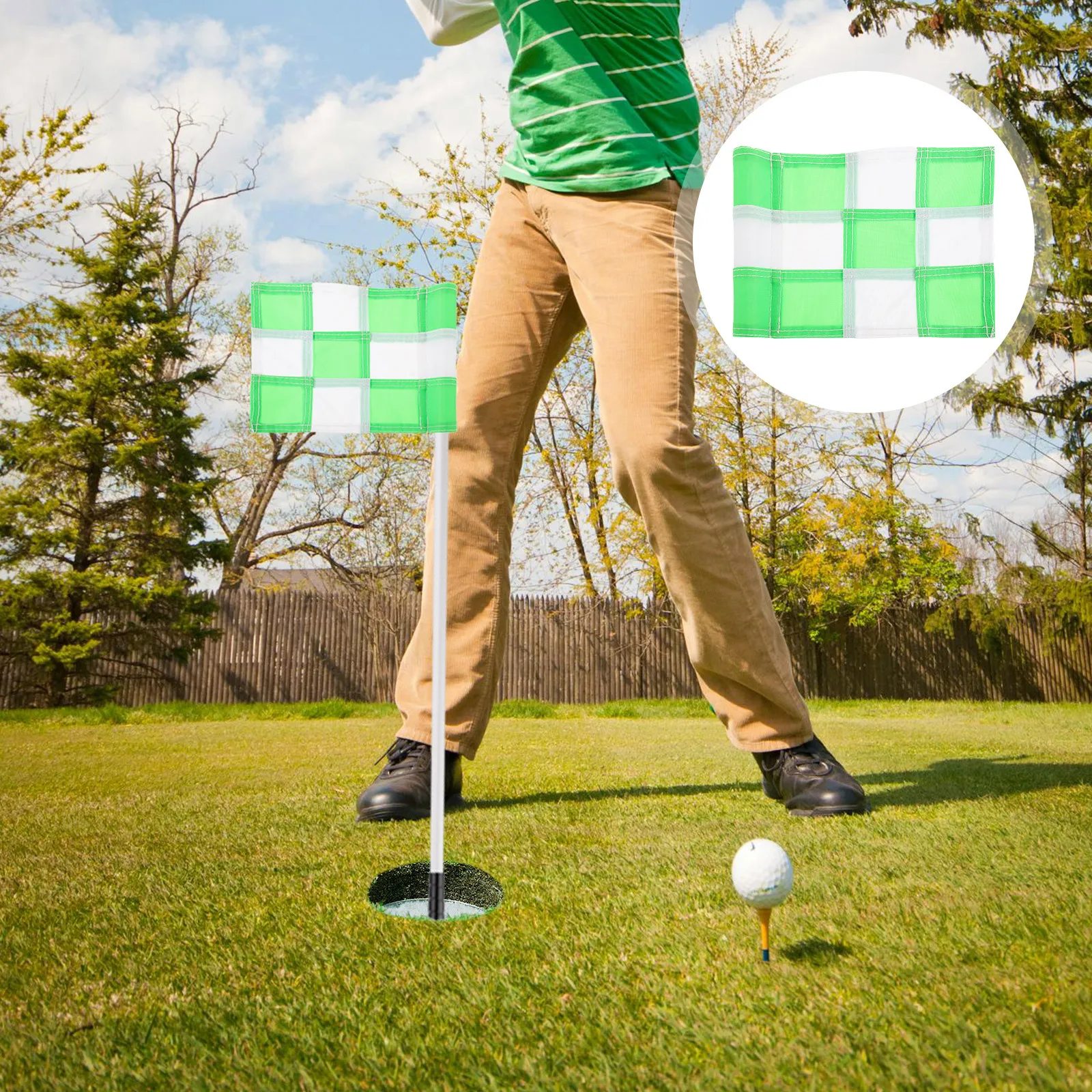 

For Practice Checkered Design Durable Outdoor Use Backyard Mini Putting Green Training Accessories Golf Flags For Chipping