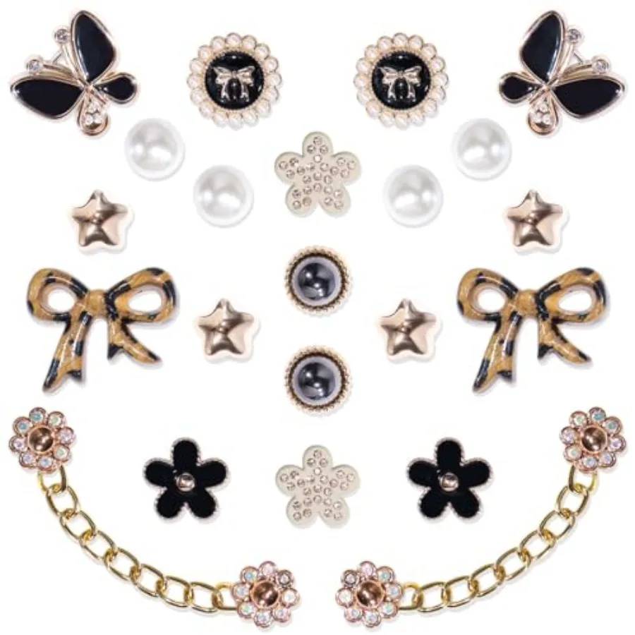 

22 шт. блестящие подвески для обуви для женщин, стразы, блестящая цепочка с цветком, подвески для обуви, аксессуары, украшения для обуви с цветочным жемчугом и бабочкой