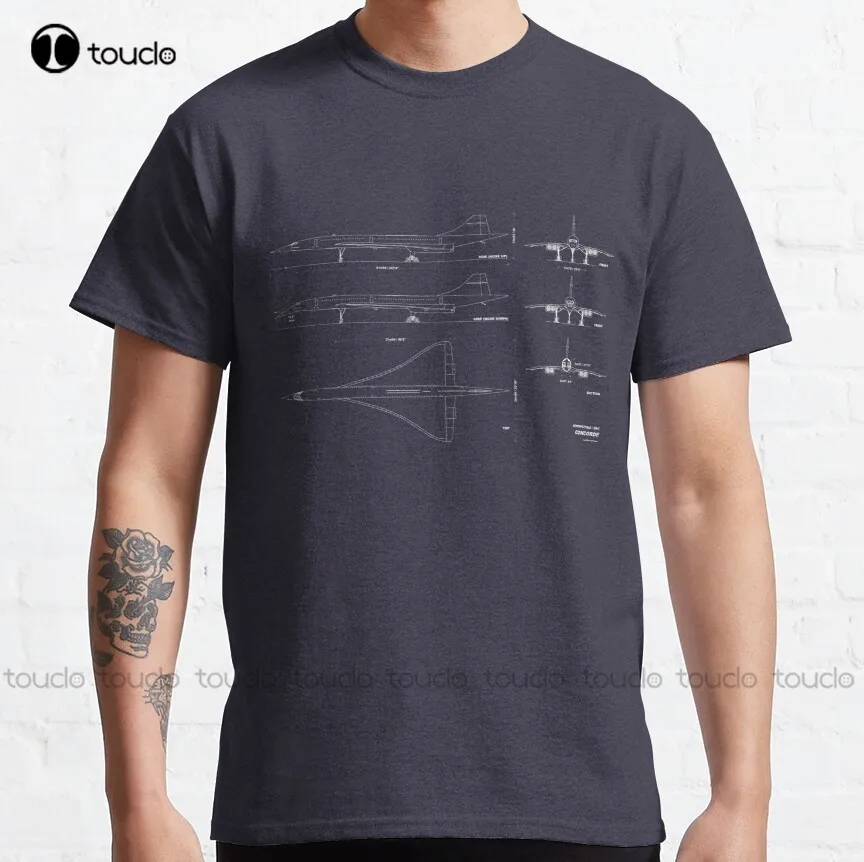 Concorde Blueprint Classic T-Shirt Shirt Printing Fashion Creative Leisure Funny T Shirts Outdoor Simple Vintag Casual T Shirts