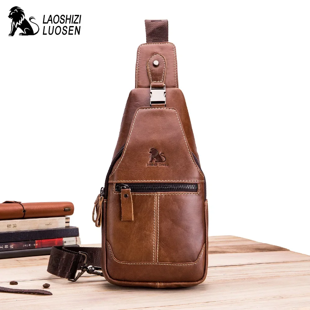 2023 New Men\'s genuine leather Chest Bag Large Capacity Casual Men\'s Messenger Bag Classic crossbody bags for men