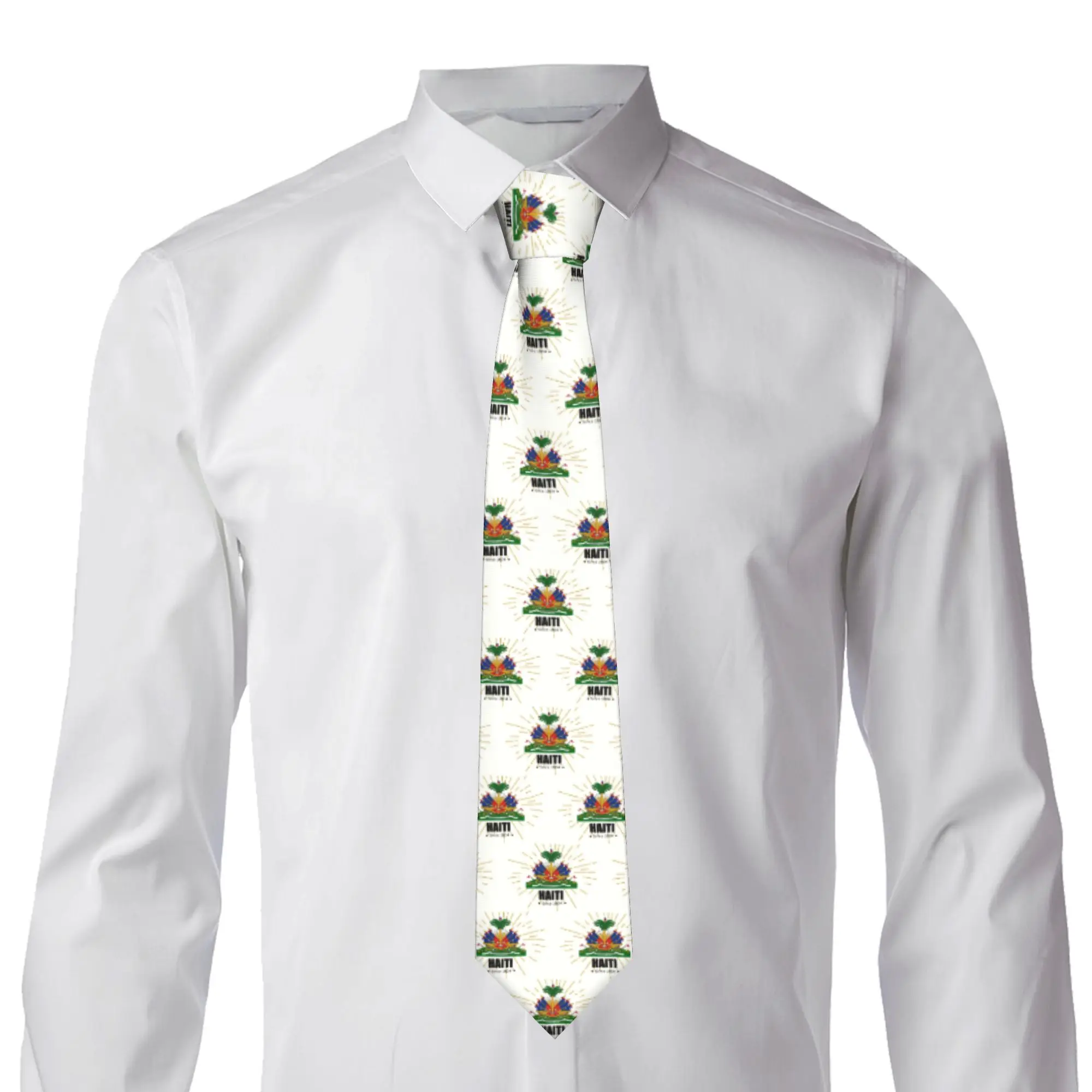 Haiti Since1804 Coat of Arms Ties Men's Fashion Silk  Necktie for Office
