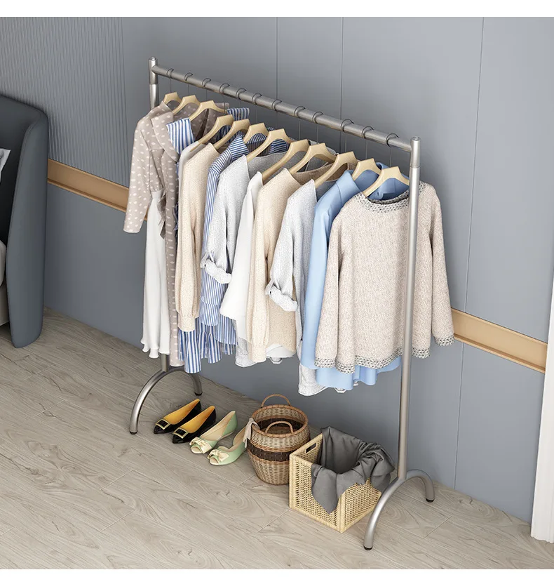 رف معطف أثرية لغرفة النوم من الفولاذ المقاوم للصدأ فاخر وخفيف الوزن، منزلي من الأرض إلى السقف لمتجر الملابس