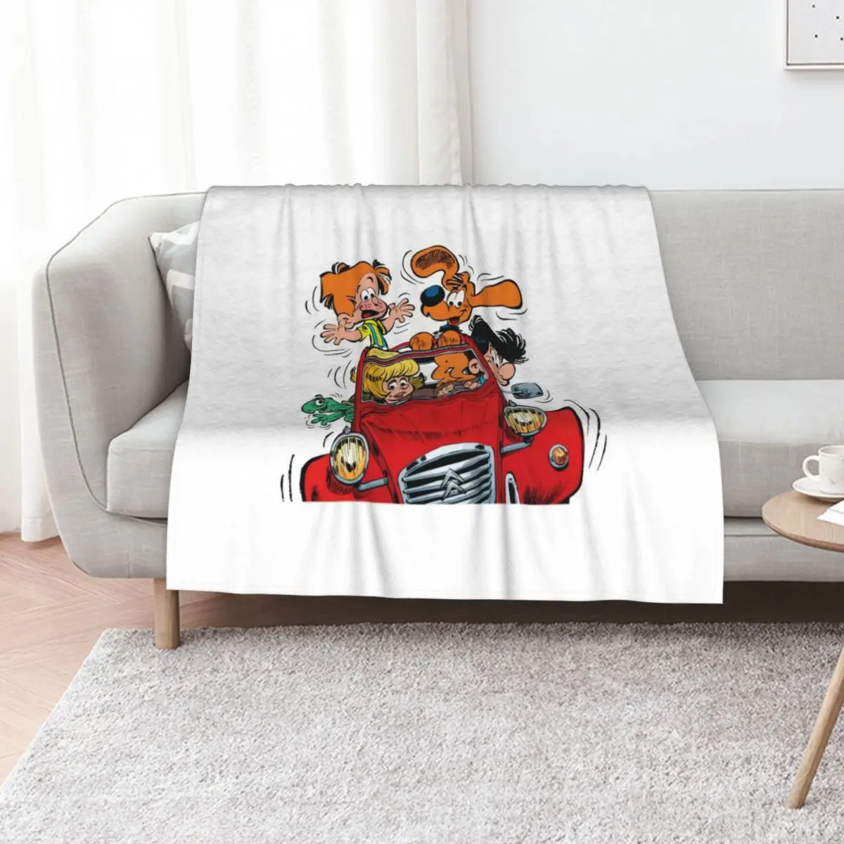Boule et Bill (Billy et copain) dans la voiture classique Throw Blanket Shaggy Multi-Purpose Bed Luxury Brand Tourist Blankets