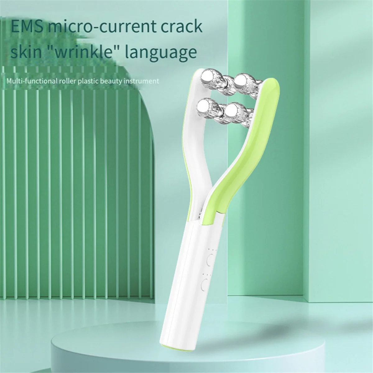 

EMS Microcurrent Roller Face-Slimming Artifact V-Face Beauty Massager for Firming and Lifting the Face,B