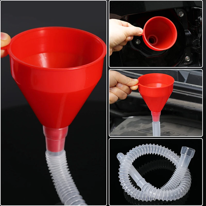 Car Refueling Funnel Detachable Hose Gasoline Engine Oil Additive Motorcycle Farm Machine Use Convenient Anti-leakage Filler