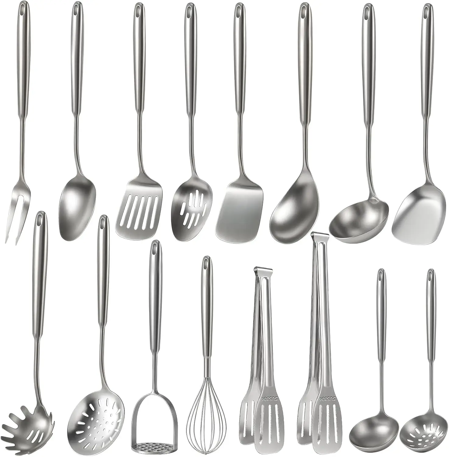 

16-Piece 304 Stainless Steel Kitchen Utensils Set, Dishwasher Safe, Ergonomic Handles
