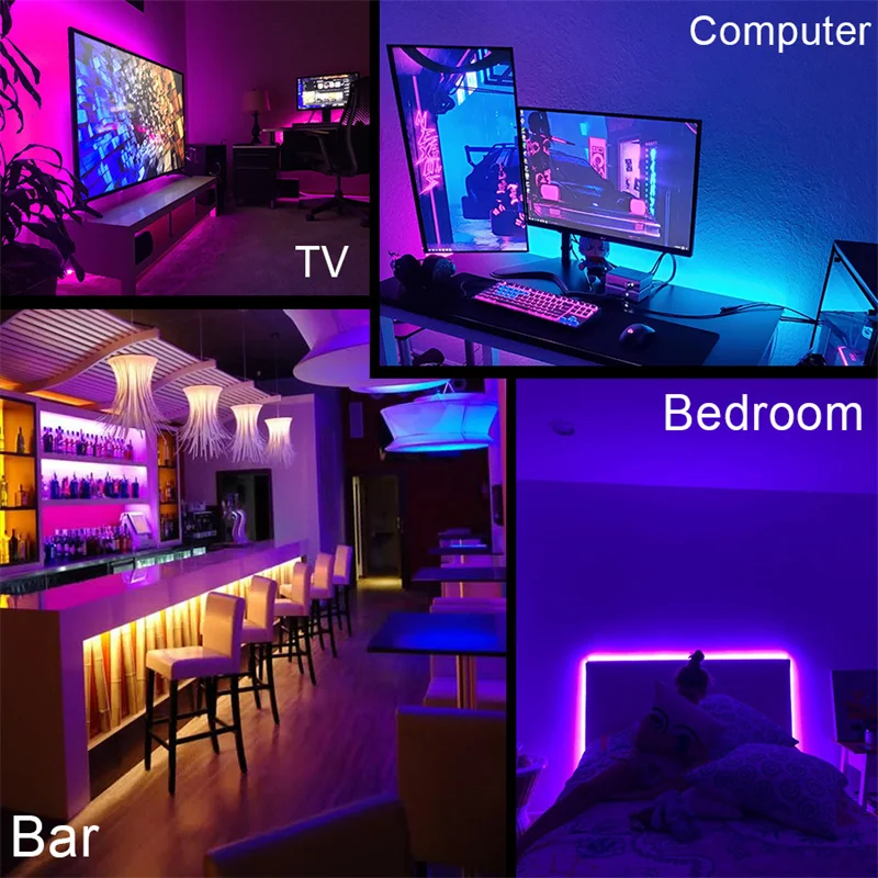 Imagem -05 - Bluetooth Rgb Usb Neon Light Strip Flexível Led Light Strip Controle App Sincronização de Música Decoração do Partido da Família Smd3535