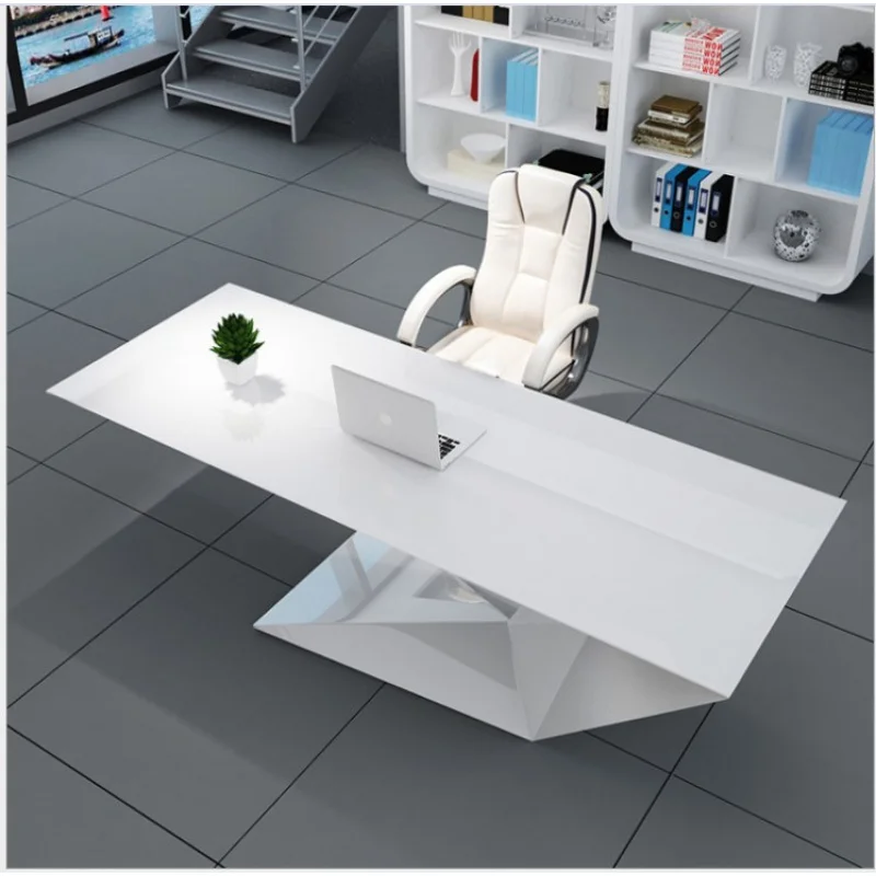 Custom.White تصميم جديد من الرخام طاولة كبيرة مكتب كمبيوتر بسيط وحديث خزانة مكتب الرئيس #4