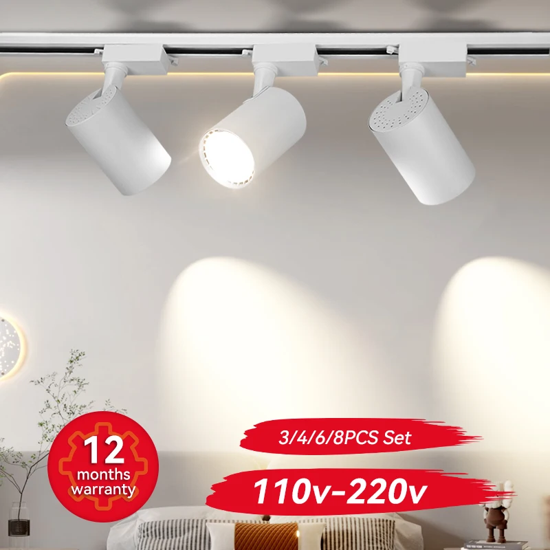 Spoorlicht COB Spot Led 220V Railverlichting LED Kledingwinkel Rail Spot Lights Set Armatuur Plafondlamp voor Keuken Woonkamer