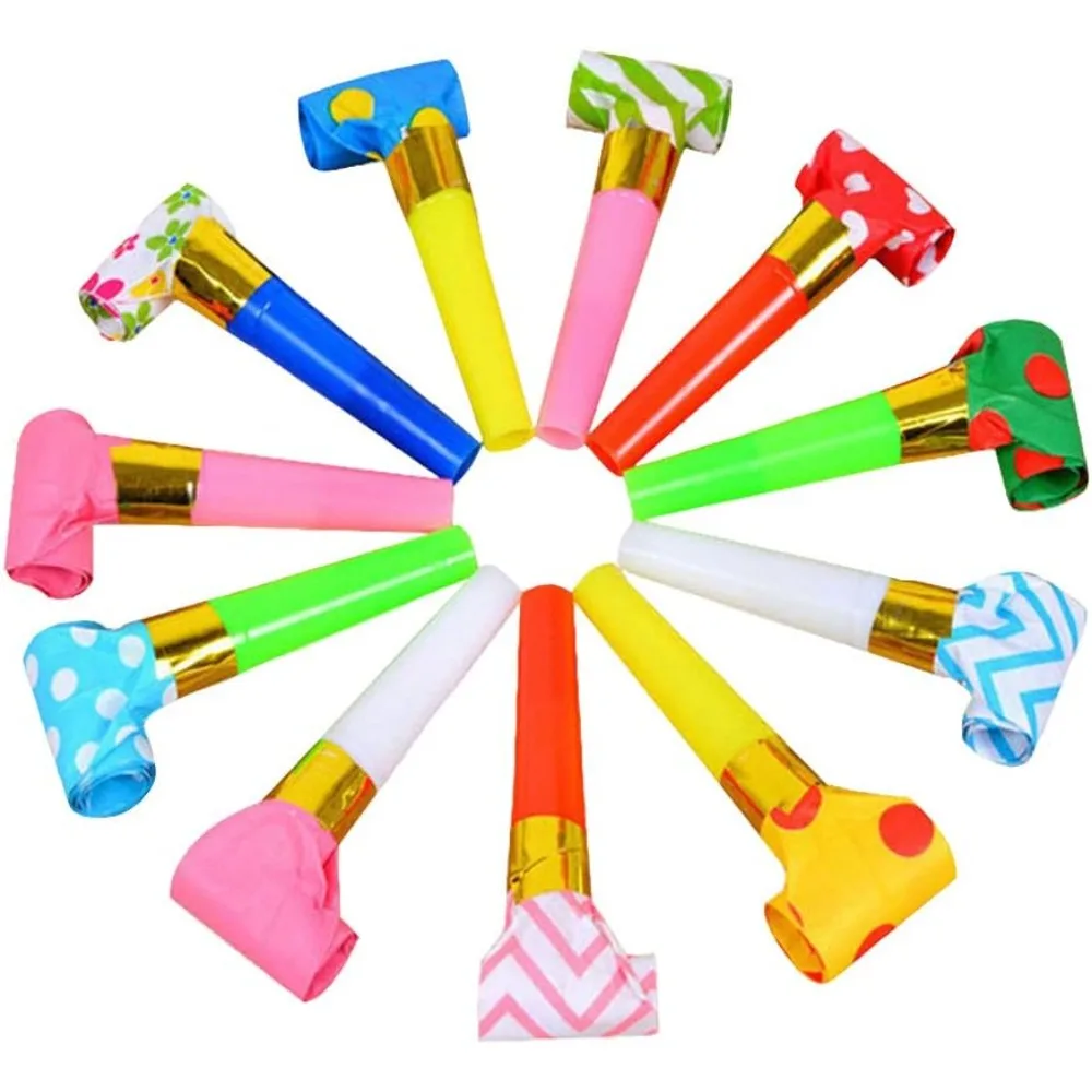 

24 Pieces Party Blower Noisemakers Blowouts Whistles Party Fringed Noise Maker Blowouts Noisemakers Funny Party Blowou