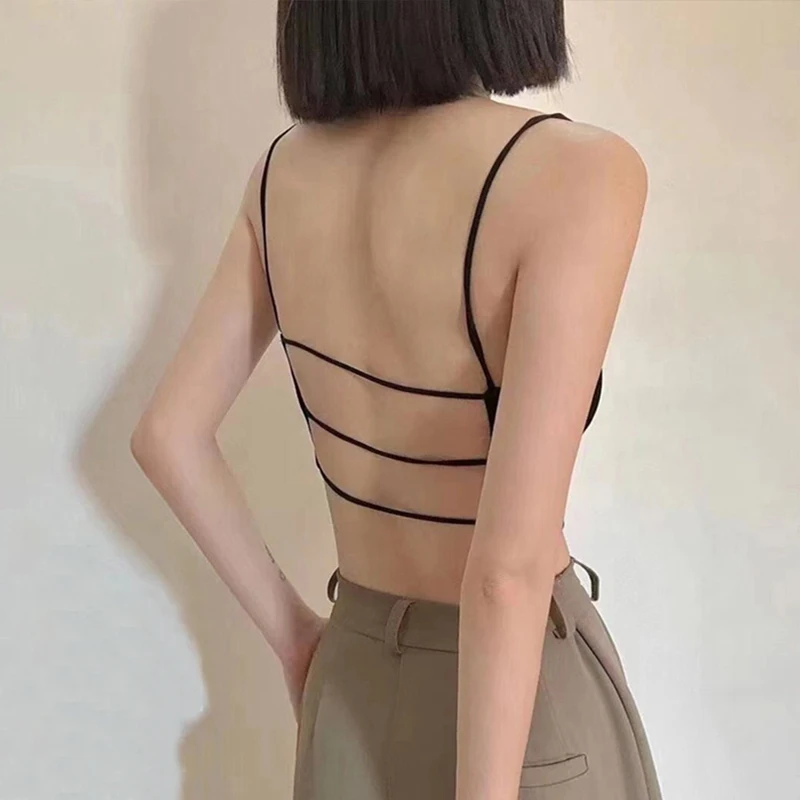 Elegant Small Strap Vest Women's Outerwear Bra Integrated Underwear U-Shape Beautiful Back Suit Inner Match Base Chest Top