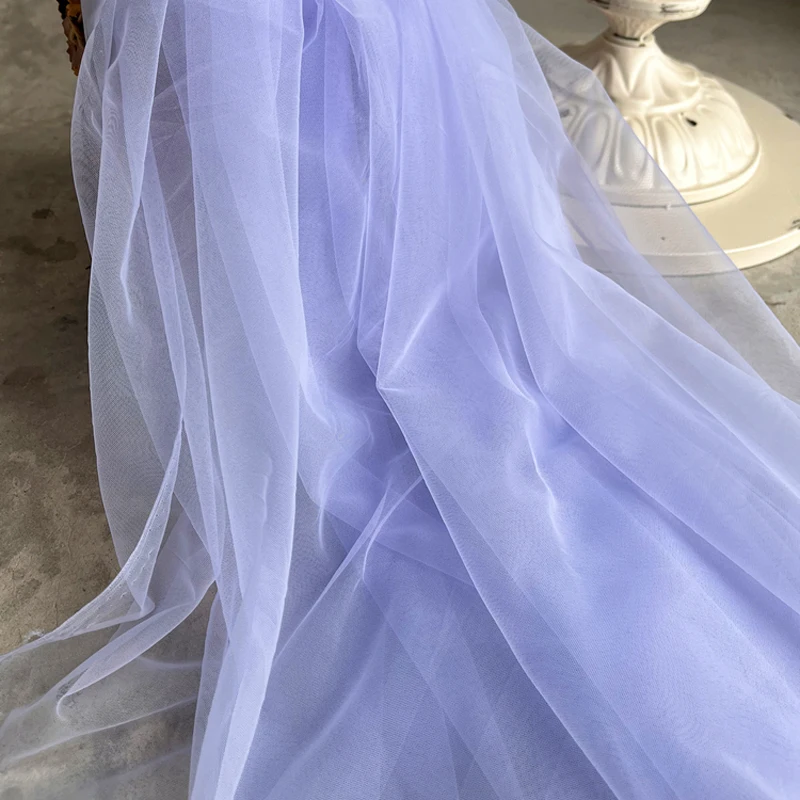 Purple Soft Tulle Fabrics Wedding Celebration Curtain Backdrops Clothing Mesh Layout Chair Back Yarn Encryption Net Material