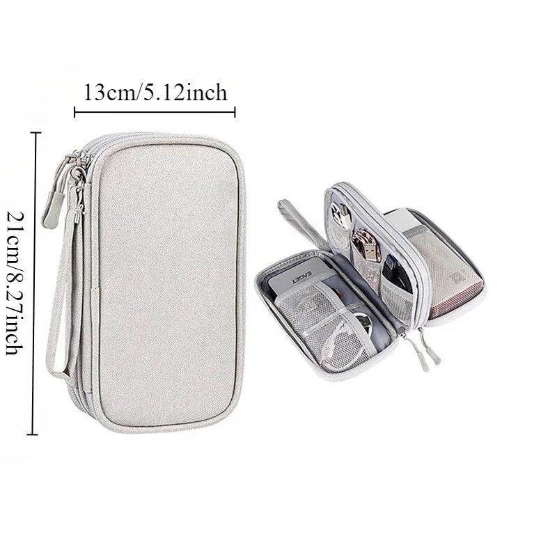 1PC Portable digital accessories double layer storage bag data cable u disk headphone storage bag