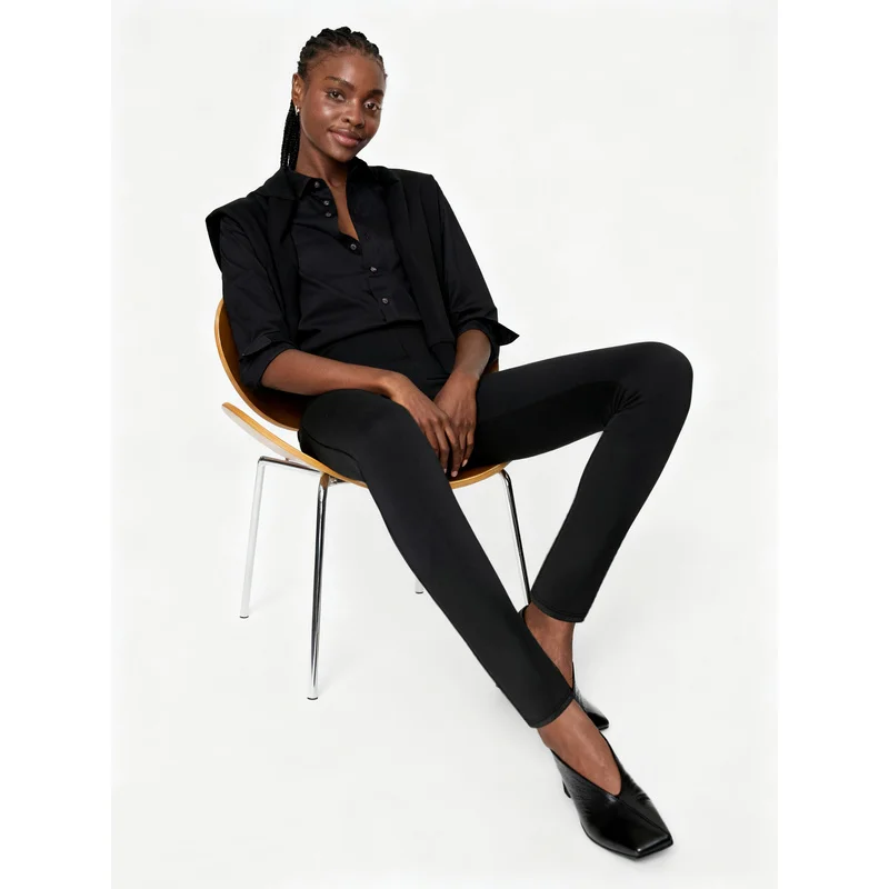 2025 Pantaloni a matita minimalisti eleganti da donna Pantaloni casual quotidiani da ufficio neri dimagranti in vita elastica