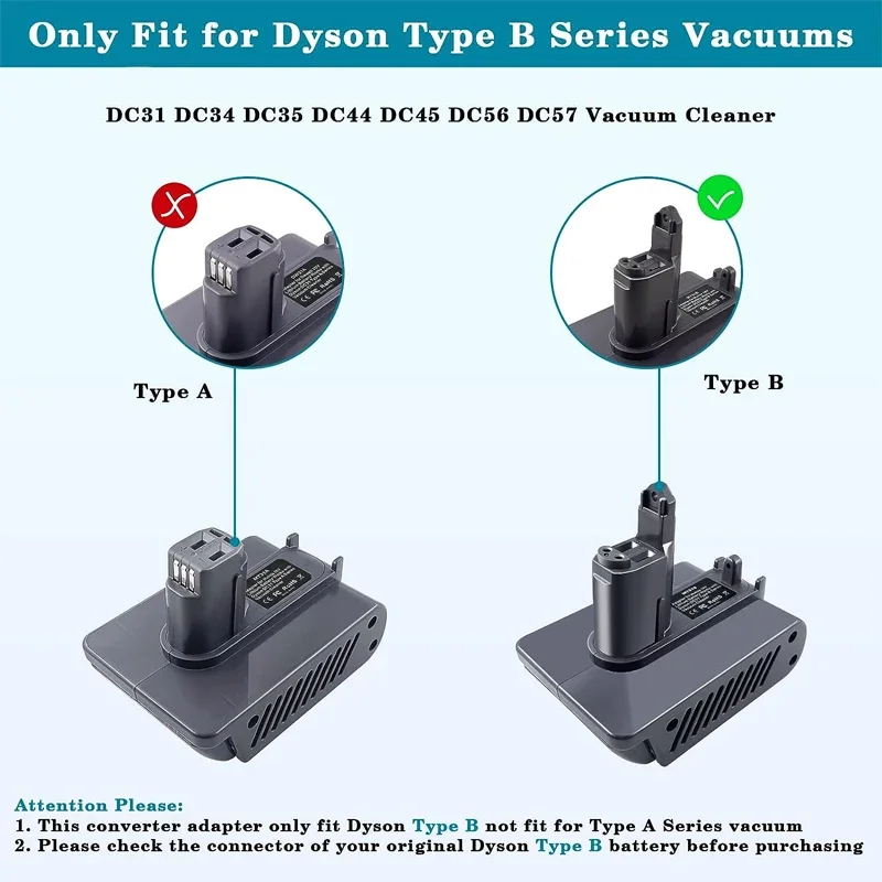 Adapter do odkurzacza Dyson DC34 typ B do Makita 18V bateria do DYS DC31 DC35 DC44 DC45 DC56 DC57 917083-01 zwierzę odkurzacz