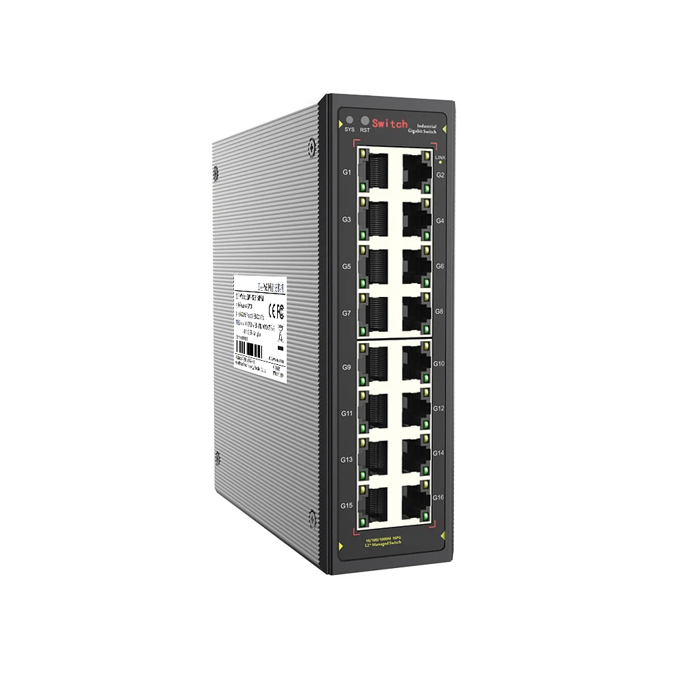 Gigabit Industrial PoE Switch L2+ Managed 16 PoE port 240W External Power ERPS Ring VLAN Port Isolation Remote Reboot NMS+