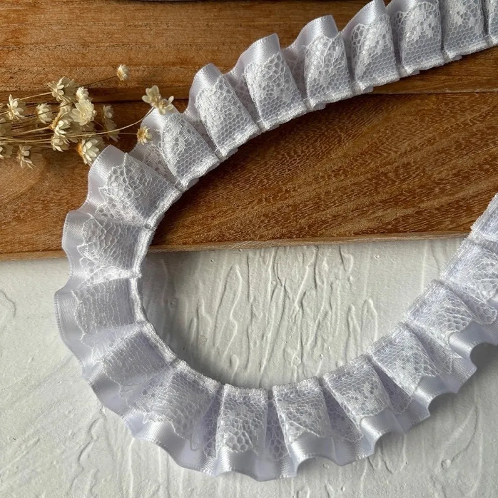 3meters Lace Ribbons Trim Handmade High-Grade Ruffled Farbic Trim Garment Dress Hem Pleated Sewing Material Notebook Decoration
