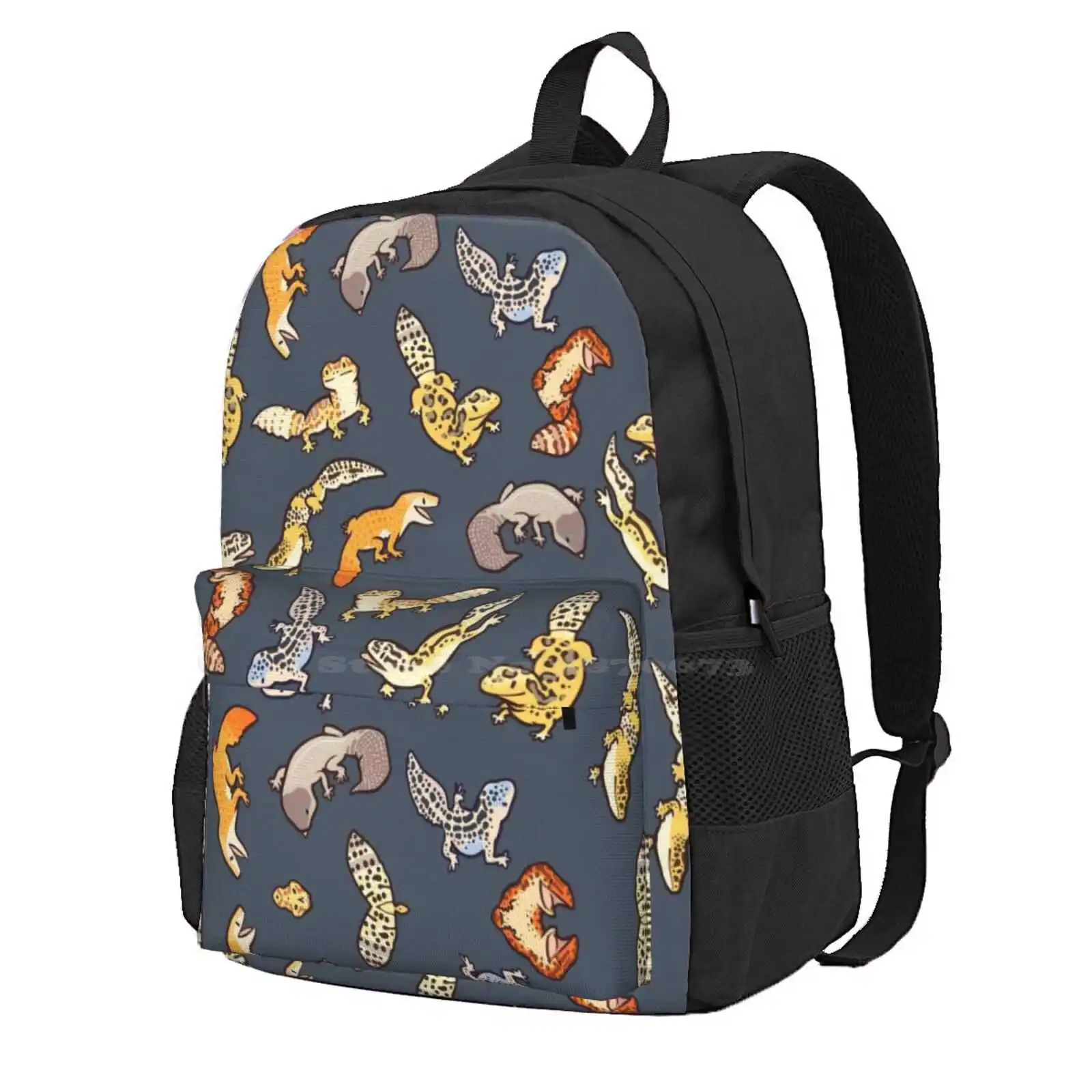 

Chub Geckos In Dark Grey Hot Sale Schoolbag Backpack Fashion Bags Leopard Geckos Lizards Reptiles Patterns Cute