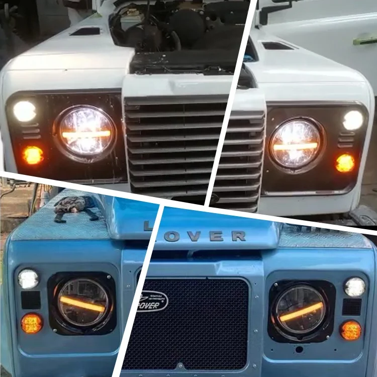 Upgrade Front Rear Fog Lamp Reversing Side Marker Led Signal Light for Land Rover Defender Round Smoke Brand  DC 12V,12V 73MM