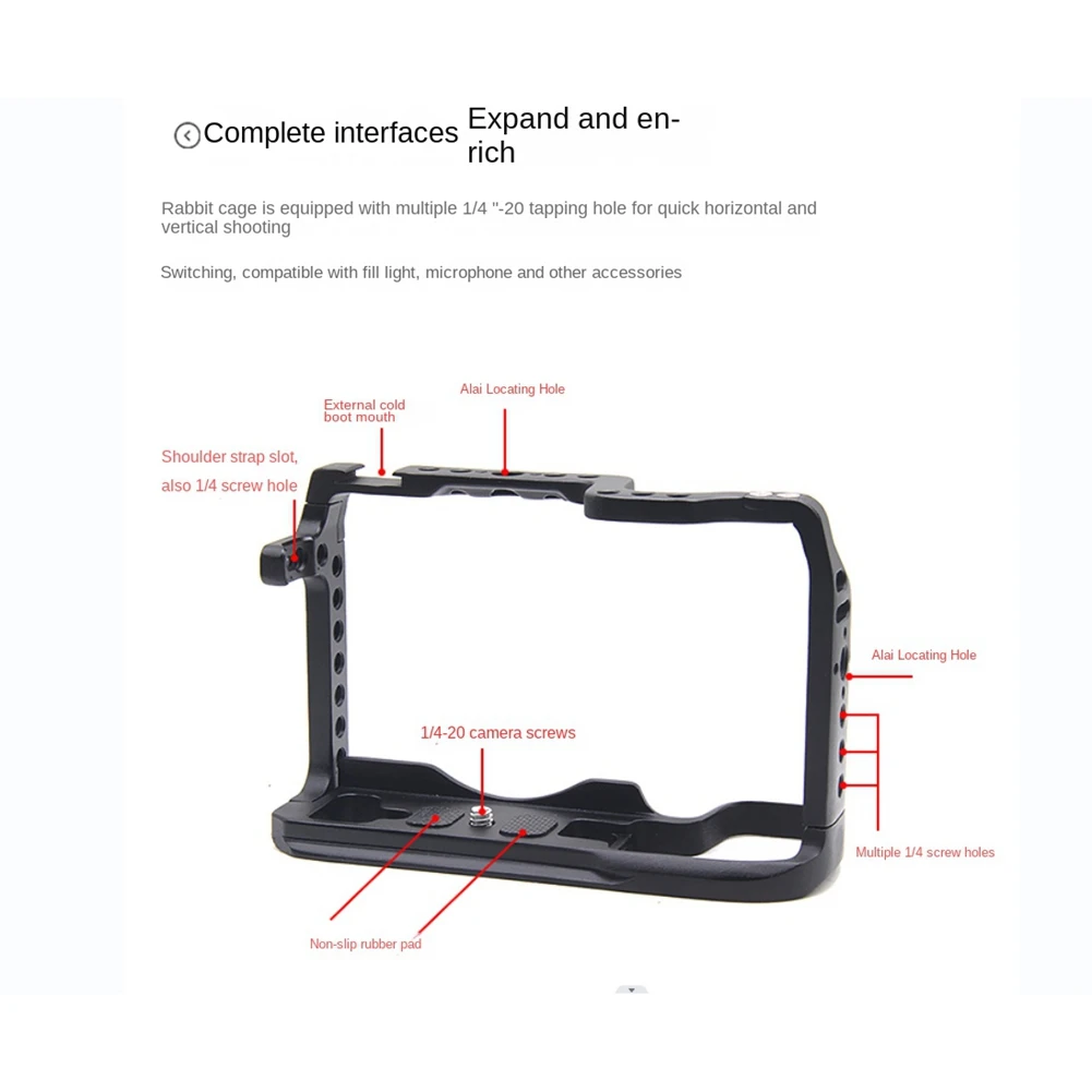 Gaiola de câmera DSLR para Canon EOS RP com furos de rosca de 1/4 para fixação de luz de preenchimento de microfone de braço mágico