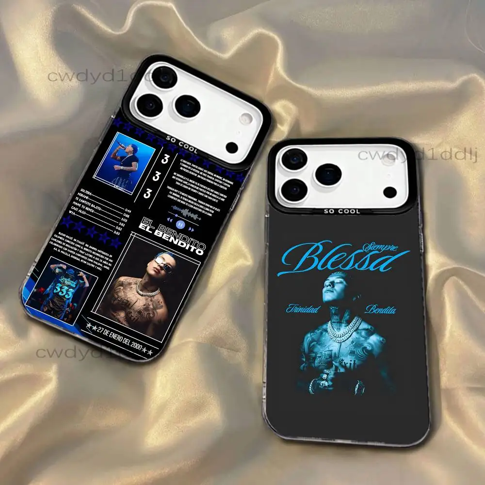 

B-Blessd TRINIDAD BENDITA For iPhone 17,16,15,14,13,12,X,8,Pro,Max,Plus,SE4,Air,Mini Black IMD Matte Case