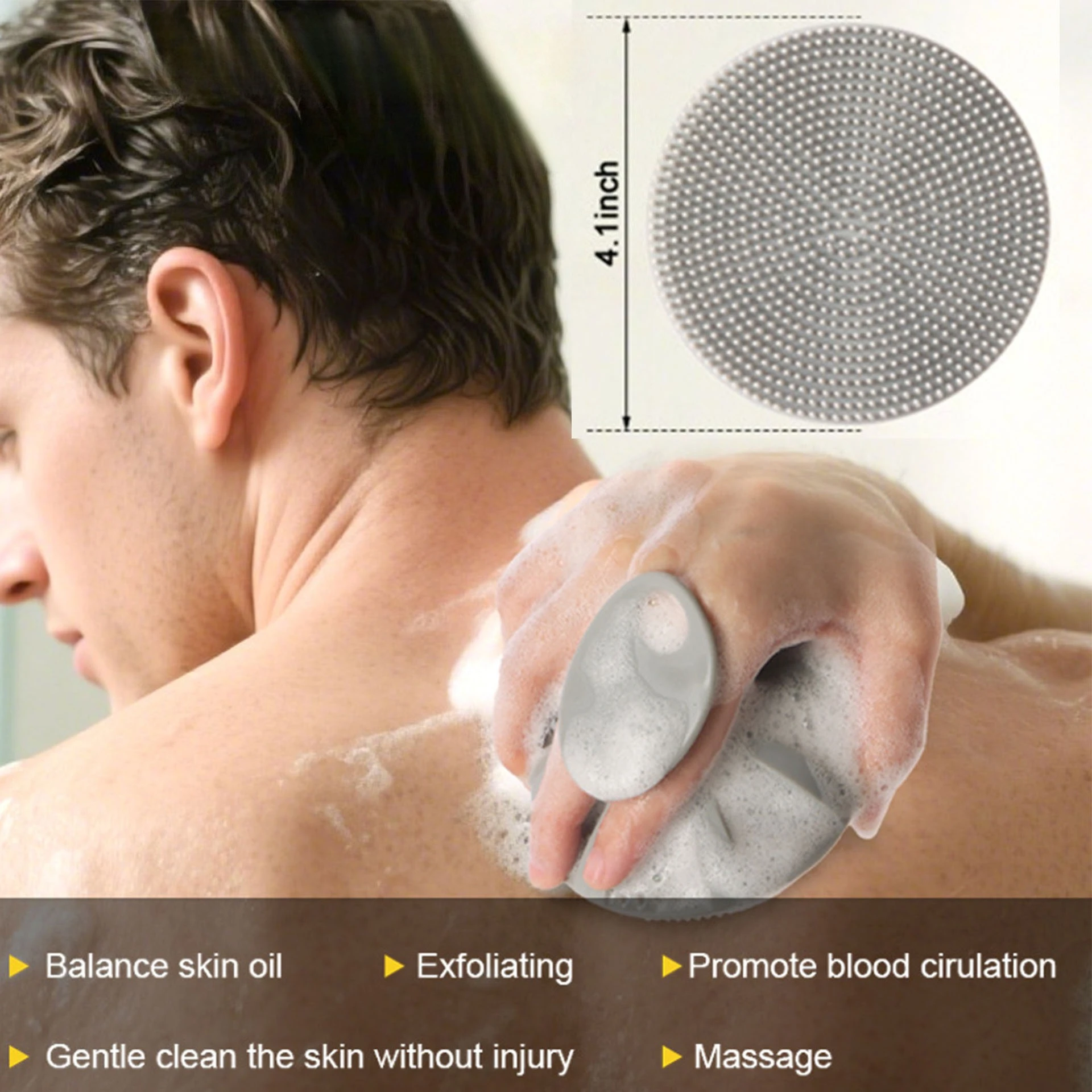 

Silicone bath brush soft hair rub the back remove dead skin do not hurt the stratum corneum promote blood circulation massage