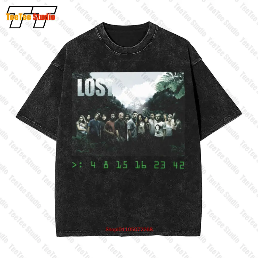 Lost Cast And Numbers Dharma Initiative Mens Vintage Oversized T-Shirt Slogan Geek Tv Show IU98