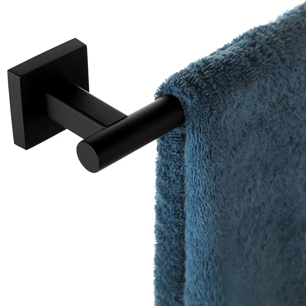 

Free Shipping-Matte Black Towel Bar, 26 Inches Stainless Steel Towel Rod-Square Base, Wall Mounted Towel Rack for Bathroom