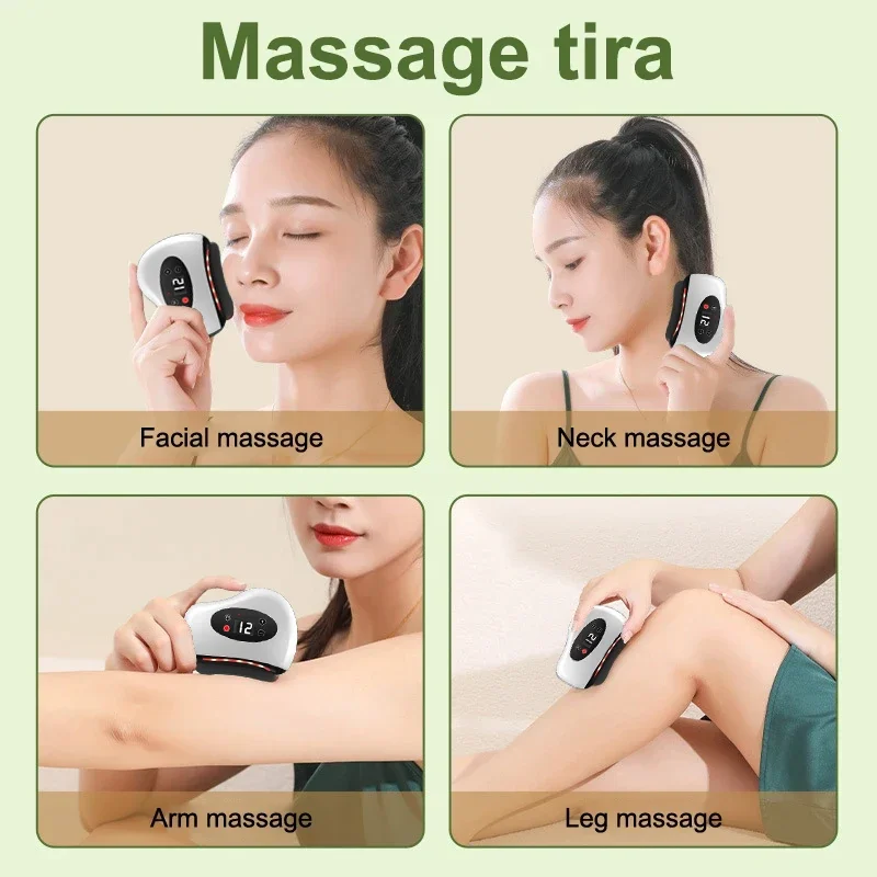 Portable Bian Stone Gua Sha Device Heating Vibration Massage Machine For Face Neck Back Leg Skin Care