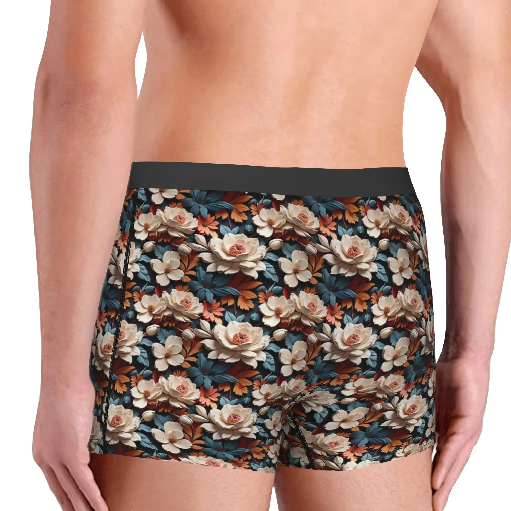 Luxury High 3D Floral Boxers Shorts Men's Fashion Trend 3D Flowers Briefs Underwear Novelty Underpants