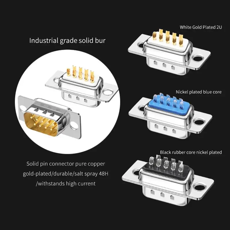 DB9 Serial Plug Connector 2 Rows Gold-plated 9 Pin RS232 Connector Male Female DB 9 COM PLC Serial Adapter With Metal Shell