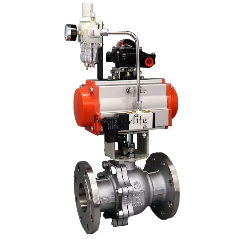 Pneumatic ball valve flange Q641F-16P stainless steel 304 emergency cut-off high temperature steam O-type quick cut-off valve