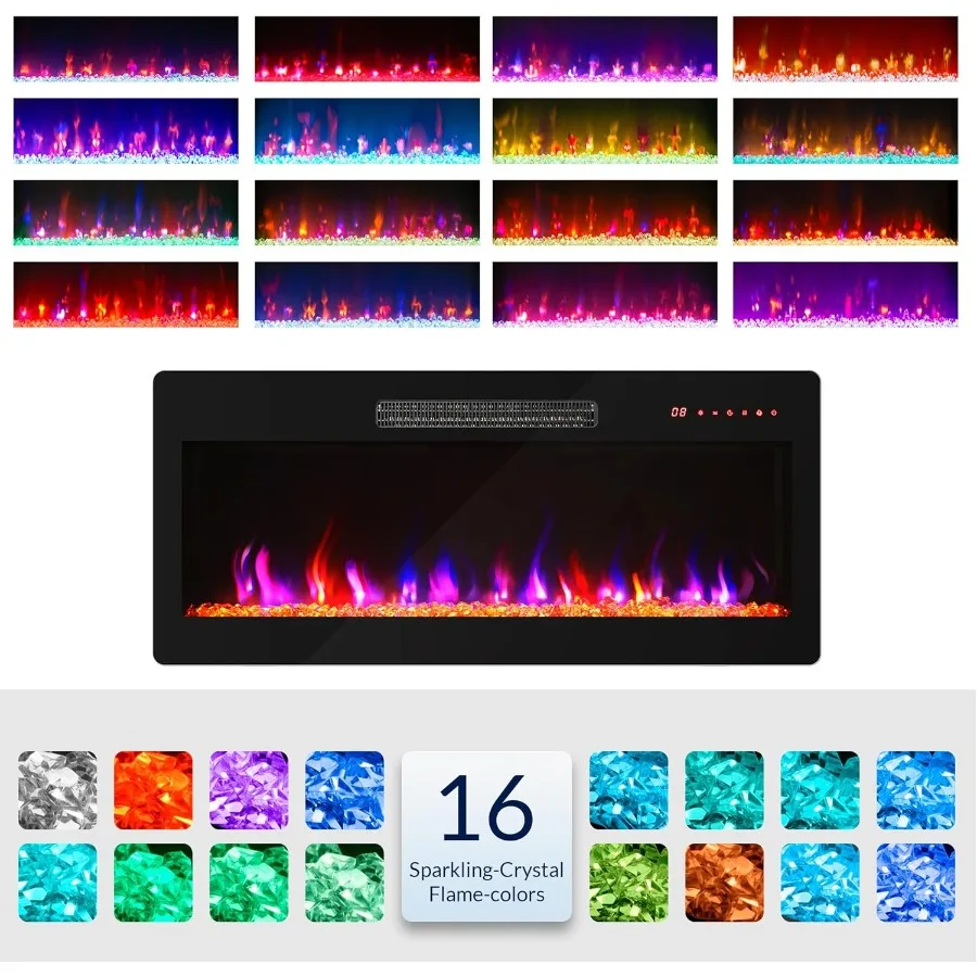 36 سخان كهربائي 1400 واط مدفأة كهربائية مثبتة على الحائط مع سخان تحكم عن بعد مع لهب قابل للتعديل C #4