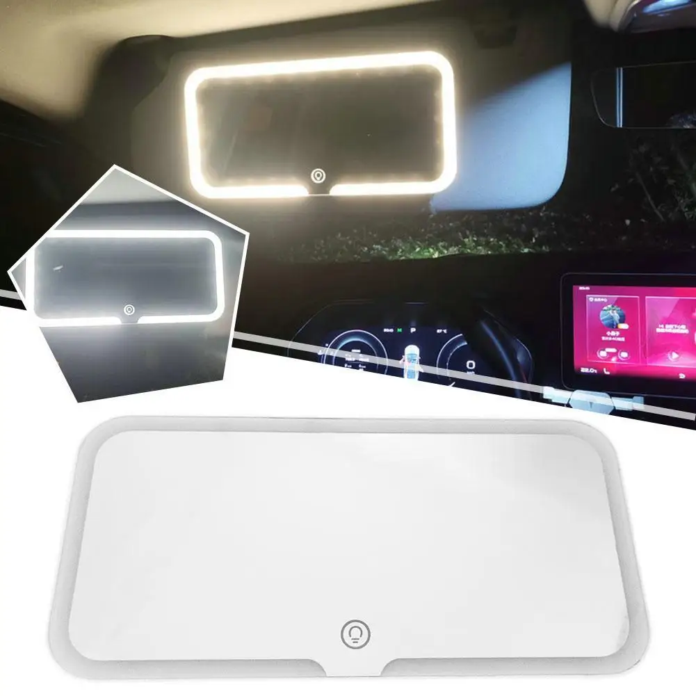 Car Sun Visor Led Makeup Mirror Touch Screen 3-Color Switchable Make Up Mirror Rechargeable Adjustable Brightness Vanity Mirror