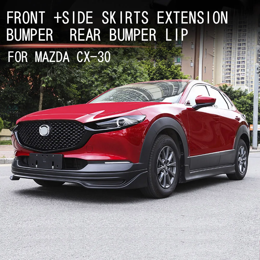 

Unpainted Matte Black Car Front Rear Lip Shovel Side Skirt Assembly For Mazda CX30 Modified Surround Auto Accessories