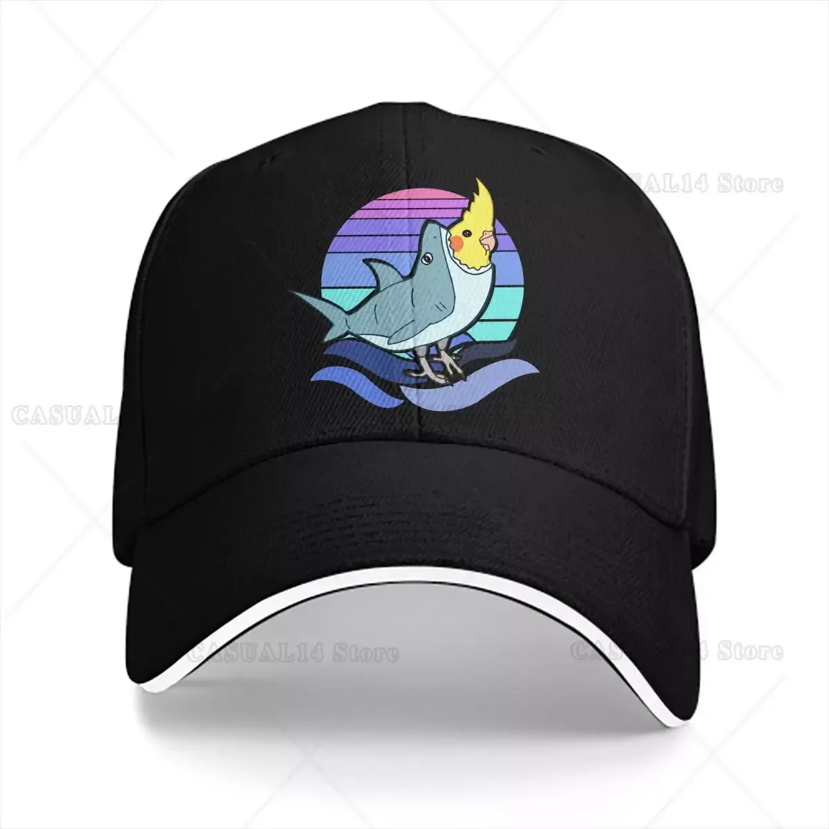 

Cute Shark Cockatiel Animal Parrots Cockatiel Doodle Multicolor Hat Peaked Women's Cap Personalized Protection Hats