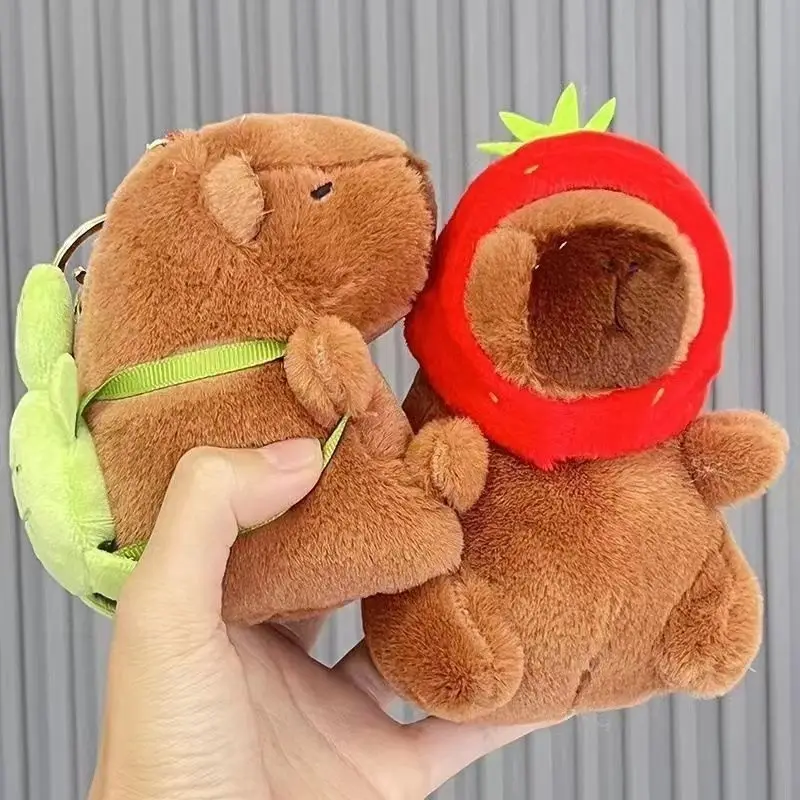 

Strawberry cap pufferfish plush toy simulation turtle backpack pufferfish stuffed animal, cute plush toy keychain