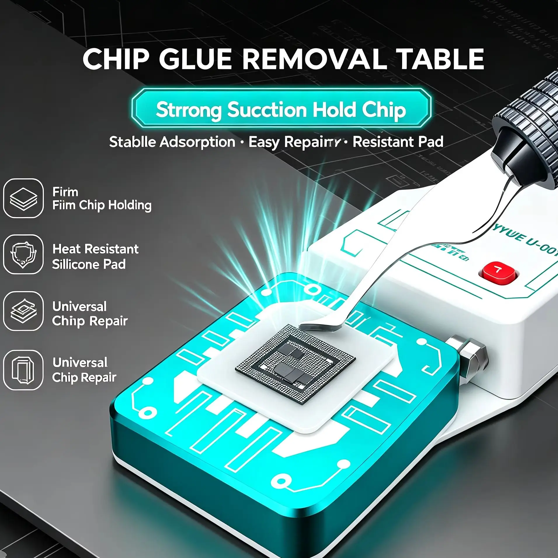 UVUE U-001 Chip Glue Removal Table Strong Suction Silicone Pad CPU IC Chip Fixing Tool for Phone IC Chip Motherboard Repair Tool