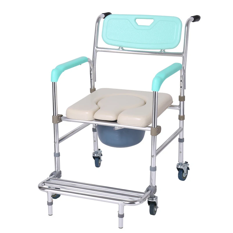 Wholesale Price Patient Commode Chair Foldable Aluminum Alloy Movable Commode Chair Suitable for Elderly and Pregnant Women