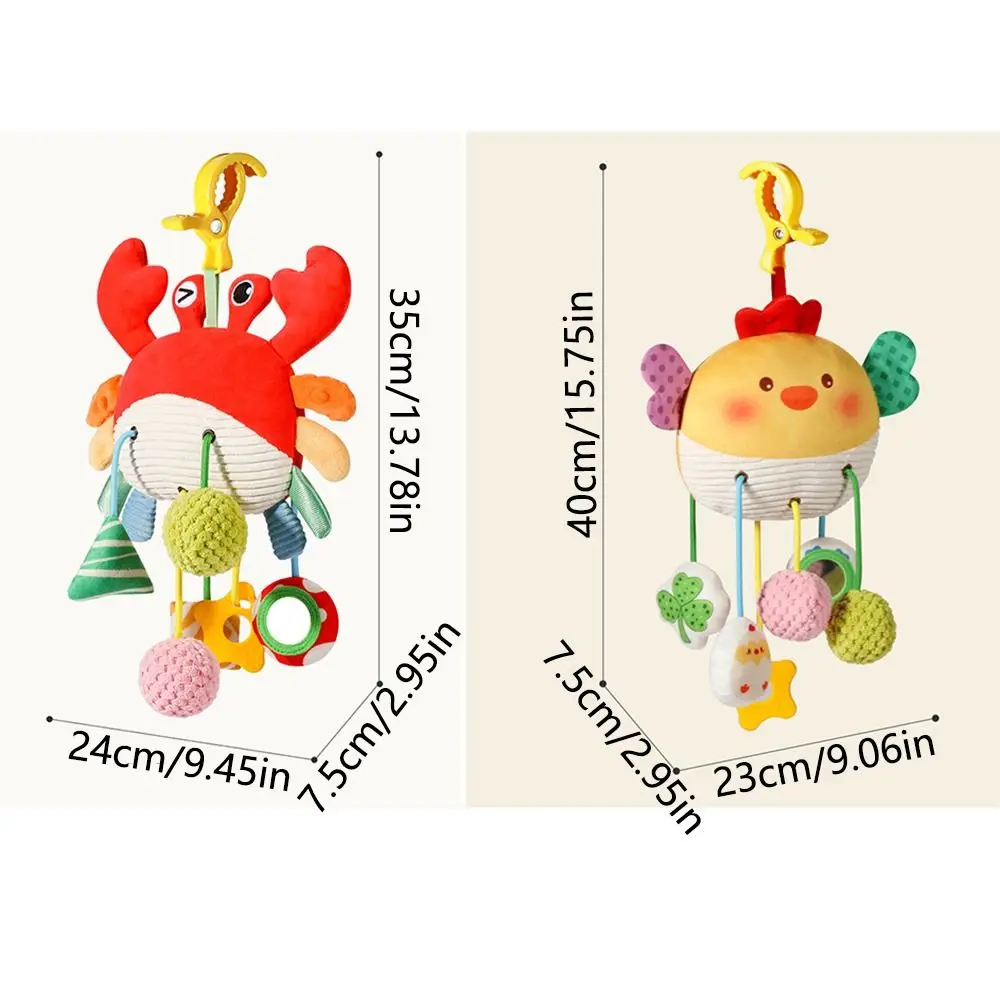 Crab-shaped Baby Pull String Toys Distorting Mirror Ringing Beads Stroller Hanging Ornaments Teether Comfortable To Touch