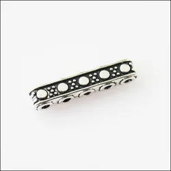 30Pcs Antiqued Silver Color 5-5Holes Spacer Beads Bars Charms Connectors 3.5x17mm