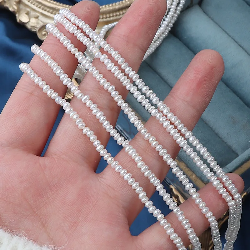 

2.5-3mm High-Quality Flat-Shaped Natural Freshwater Pearl Semi-Finished Beads for Jewelry Making DIY Necklace Bracelet Accessory