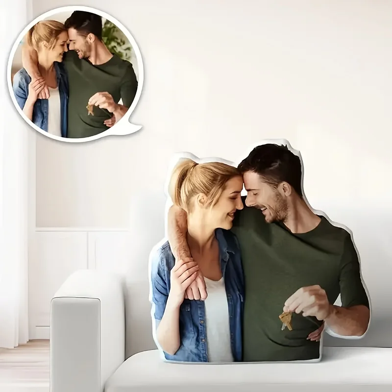 Modern Style Love Couple Pillow Customization, Personalized Photo Custom Pillow, Digital Double-Sided Printing Design, Suitable