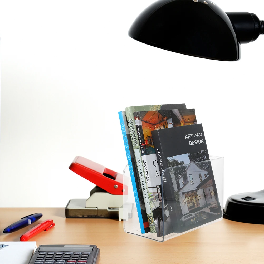 

2Pcs Bookend Transparent Acrylic Book Holder Organizer Desk Shelf Book Stand Vertical File Organizer for Office Home