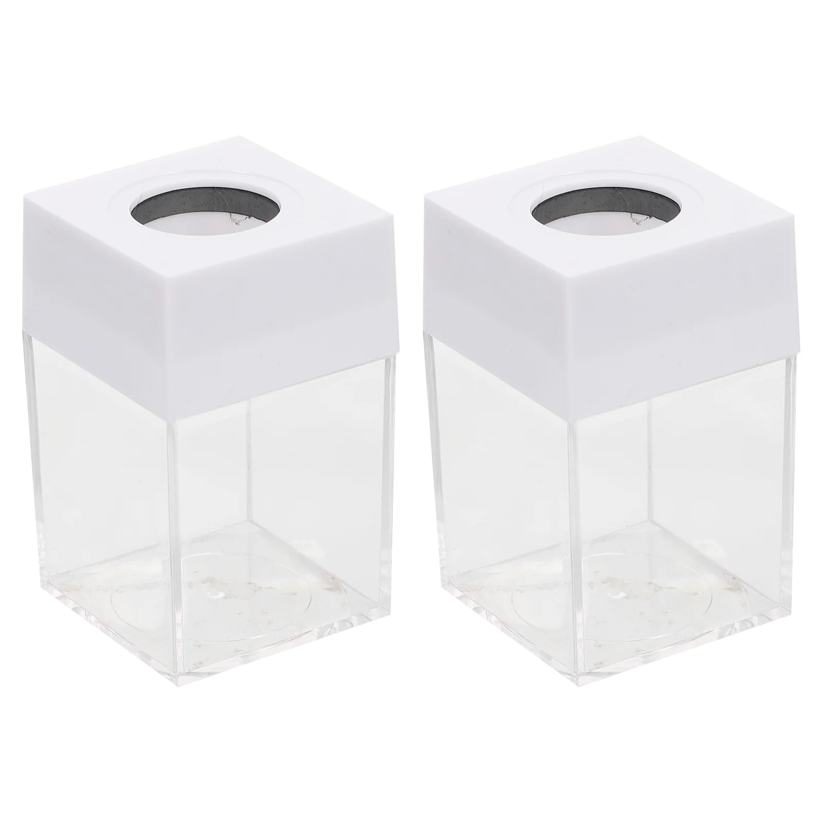 2 Pcs Clear Container Paper Clip Storage Bucket Staples Paperclip Organizers Bracket Binder Boxes